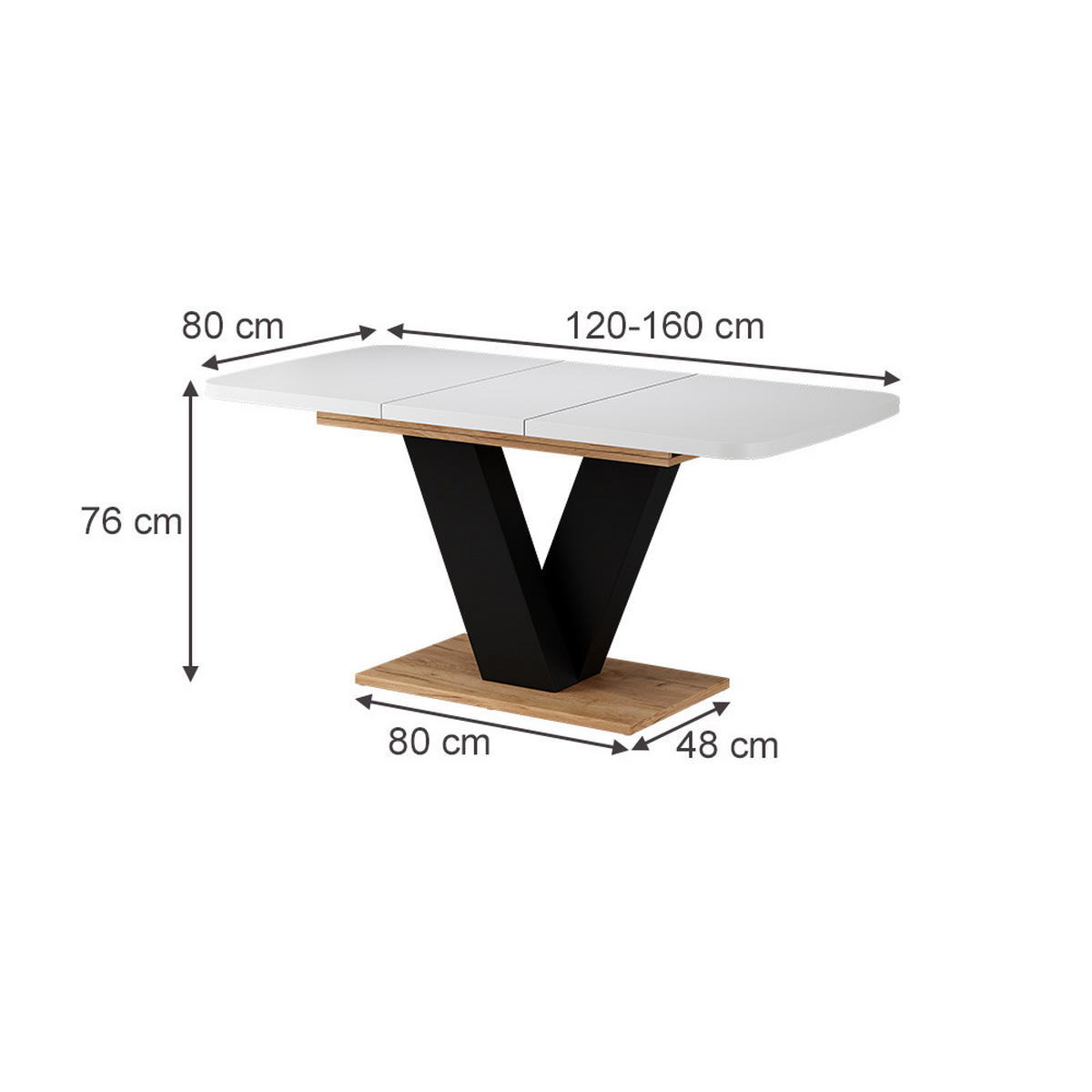 JÍDELNÍ STŮL Fenaro Bílý/zlatý dub - bílá/medově dubová, kompozitní dřevo (80/120/77.4cm) - Vicco