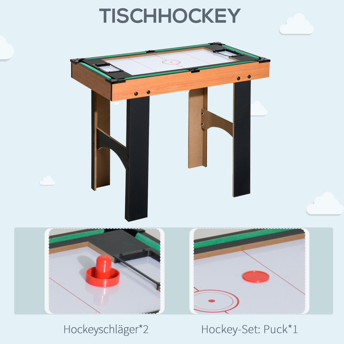 MULTIGAME Spieletisch - Schwarz/Naturfarben, Holzwerkstoff (43/87cm) - HOMCOM