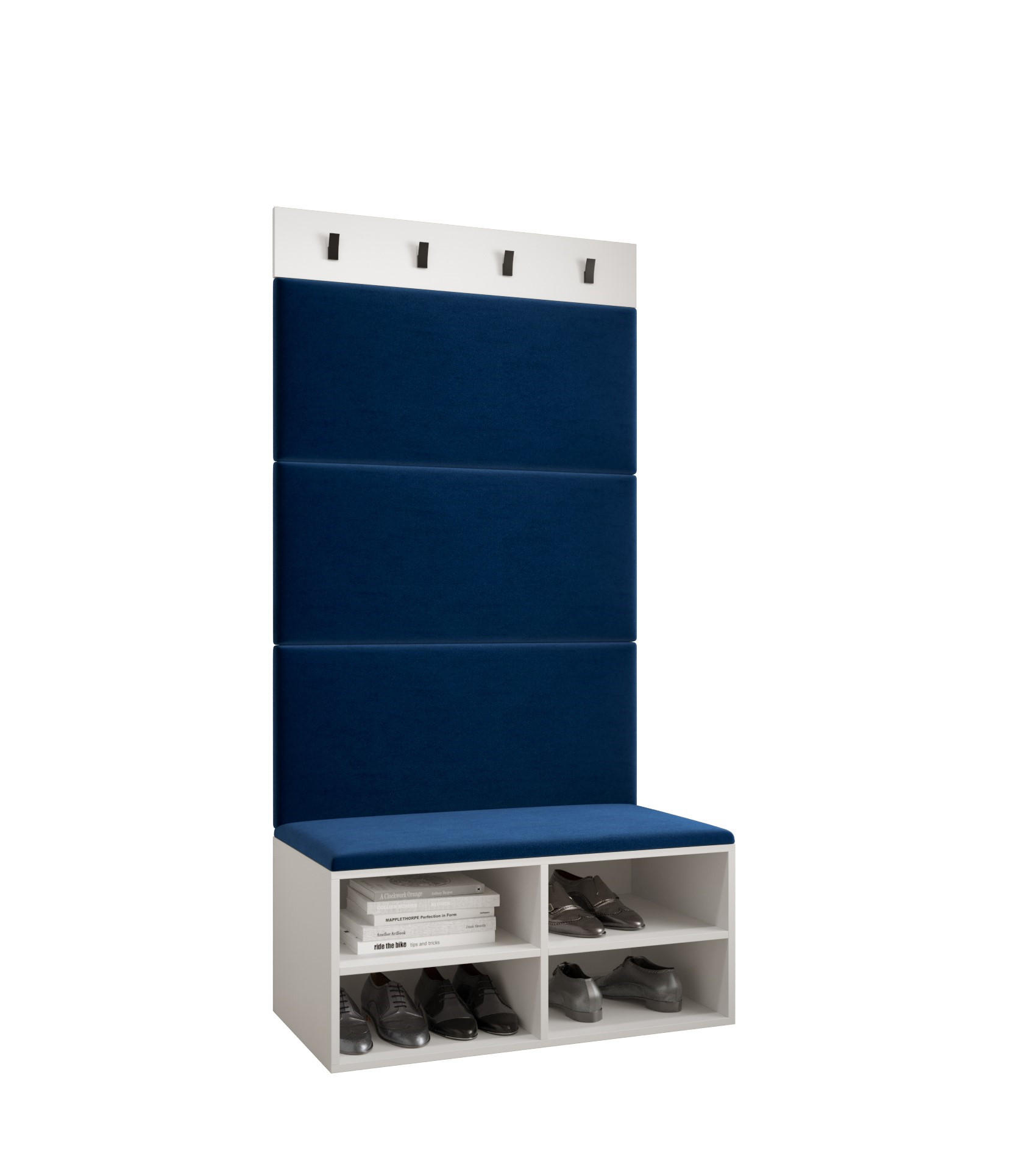 Möbel Kryspol Garderoben-Set Weiß, Dunkelblau 84x184x42 cm