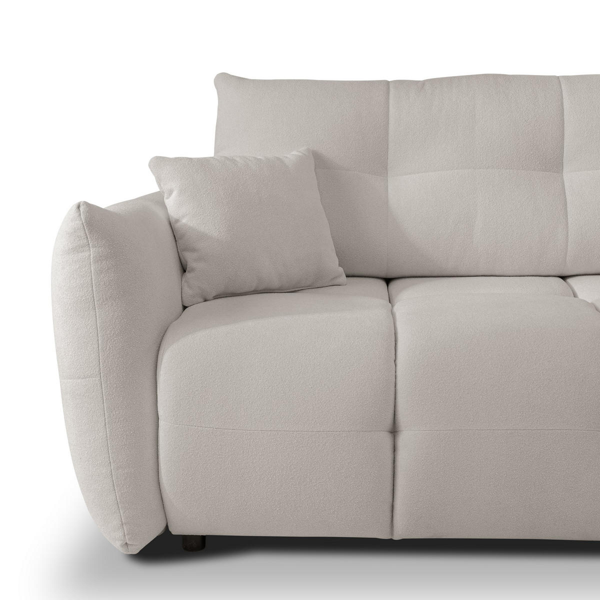 ECKSOFA MODA S Hellgrau Geflochtener Stoff mit Schlaffunktion - Hellgrau, Holz (257/177cm) - MASSENO