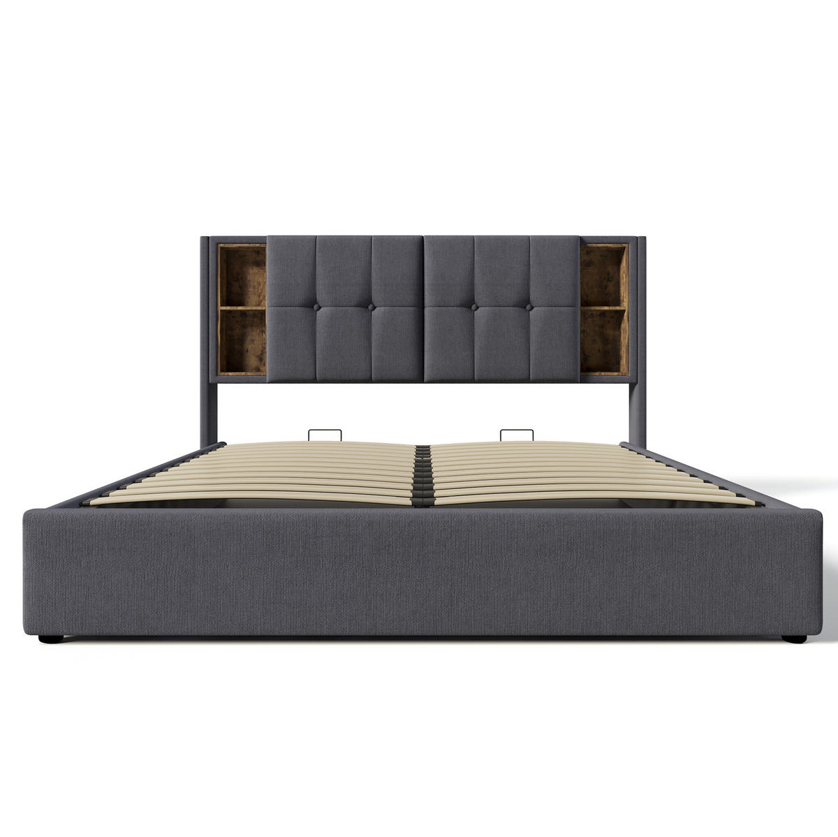 POLSTERBETT 180x200 cm in Grau mit Bettkasten, kabellosem Laden und USB-Anschlüssen - Grau, Textil (180/200cm) - IVMEU