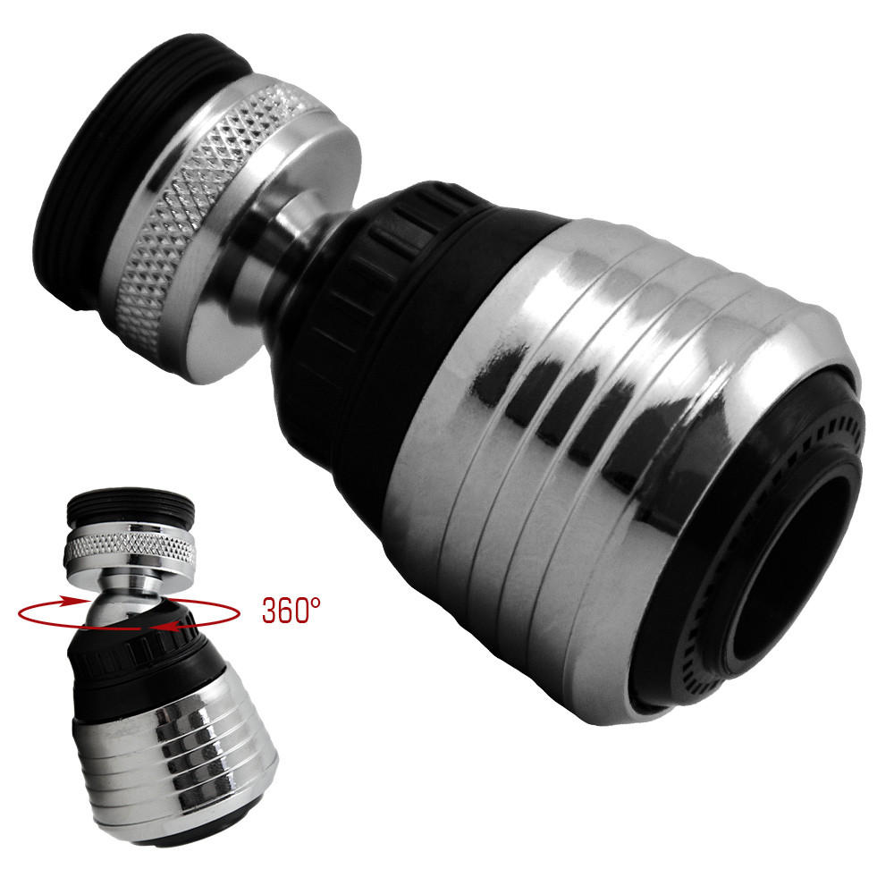 WASSERHAHN-AUFSATZ mit 360 Grad Schwenkbrause - Schwarz, Metall (3.5/6/6cm) - eyepower