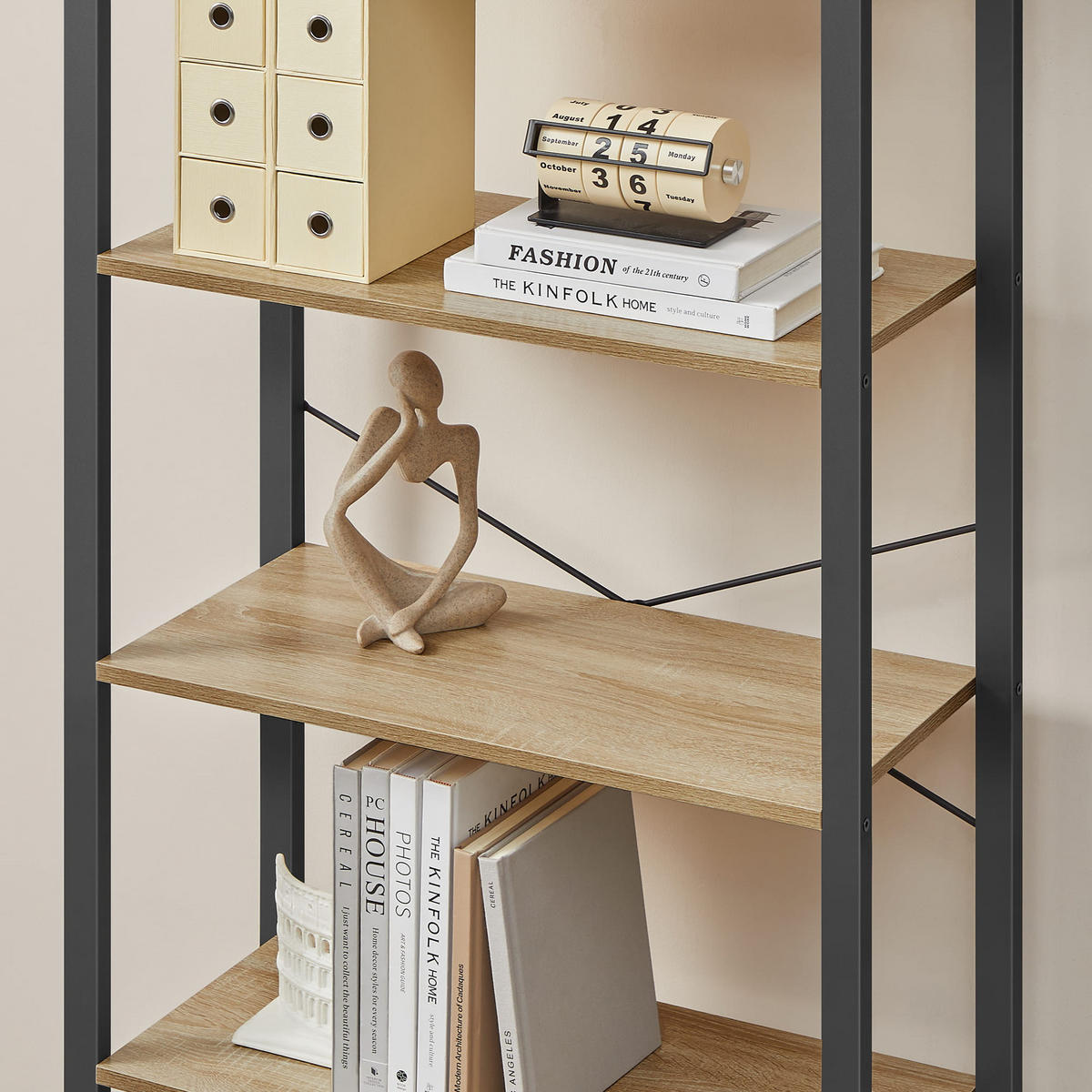 BÜCHERREGAL Sonoma Schwarz 66x30 cm LLS061B11 Stabilität - Schwarz, Metall (66/153/30cm)