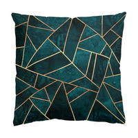 DEKOKISSEN Dunkles Türkis mit Gold 40/40 cm - Türkis, Textil (40/40/10cm) - Bilderwelten