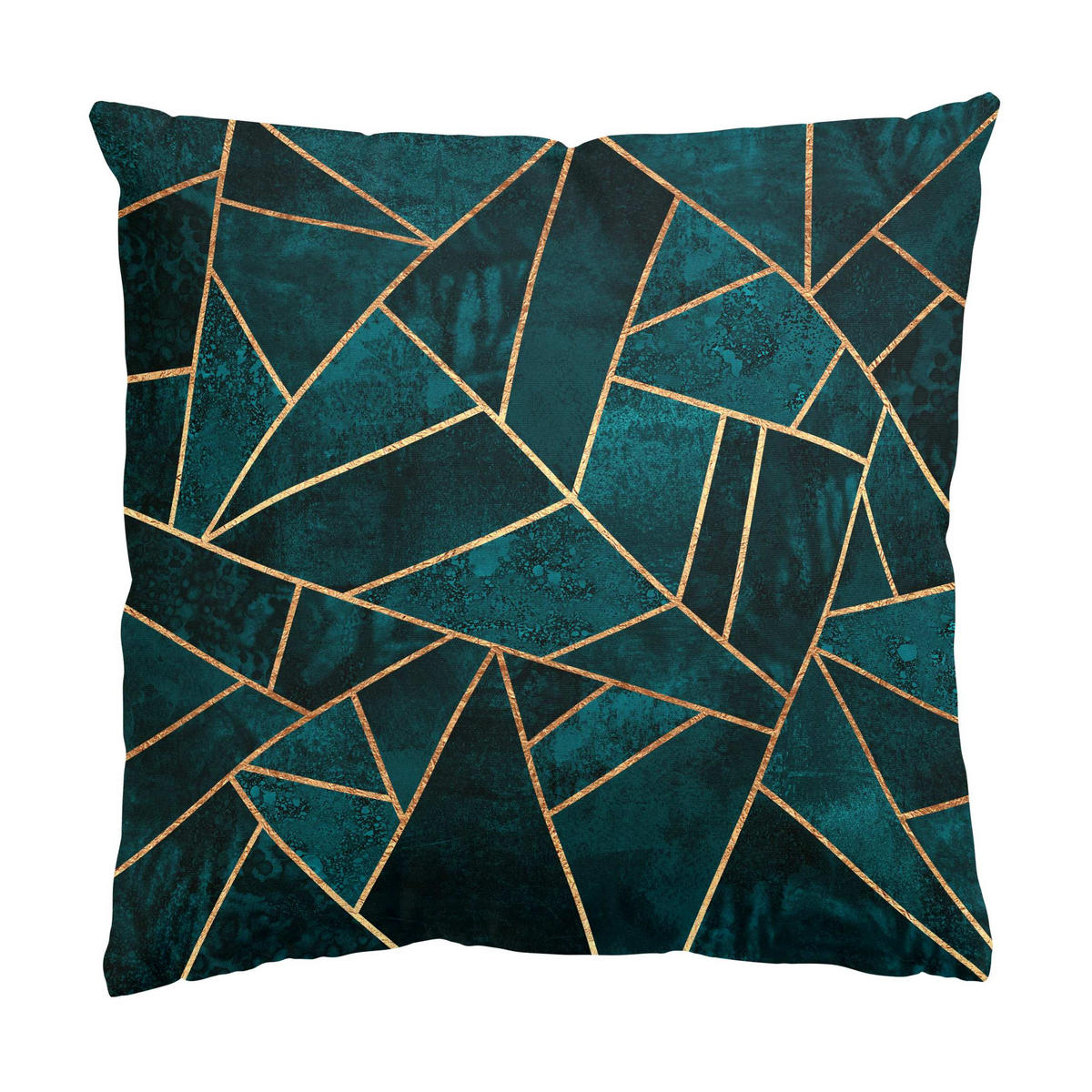 DEKOKISSEN Dunkles Türkis mit Gold 40/40 cm - Türkis, Textil (40/40/10cm) - Bilderwelten