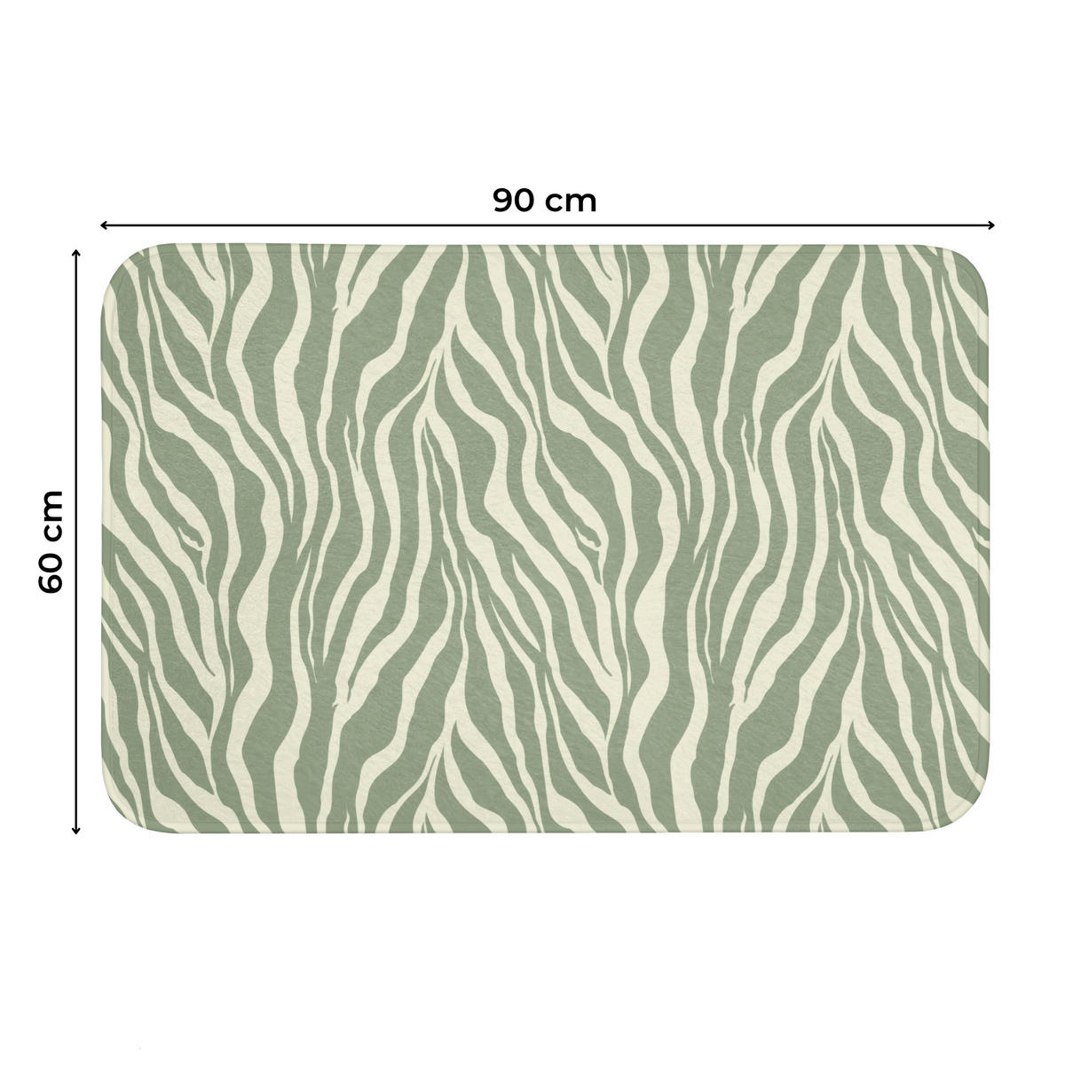 WC-VORLEGER Zebra - Motiv - Grün Toilettenteppich 90x60 cm - Salbeigrün, Kunststoff/Textil (90/1cm) - OnlyWow