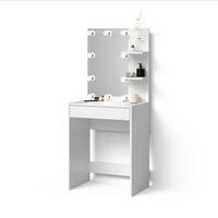 SCHMINKTISCH Nola Weiß 60 cm mit LED Beleuchtung - Weiß, Holzwerkstoff (60/140/40cm) - Livinity®