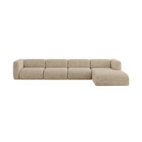 ECKSOFA Ottomane Rechts MIRA-L3 409x179x70 Braun Velours - Schwarz/Braun, Holzwerkstoff/Kunststoff (409/179cm) - ALTDECOR
