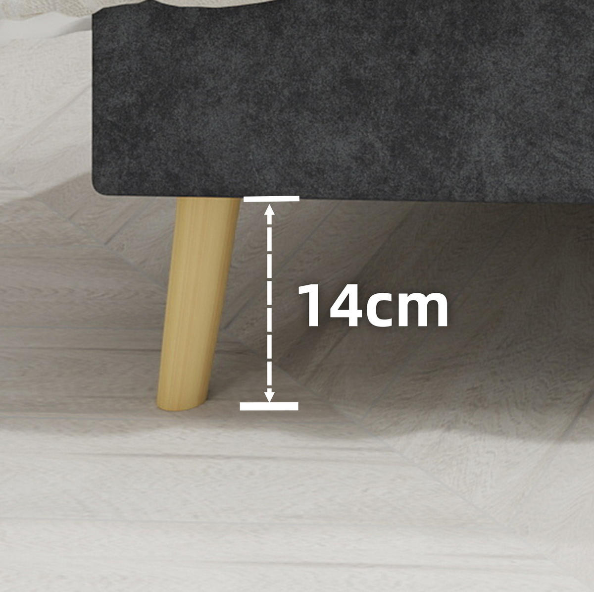 POLSTERBETT 140/200 cm grau aus Samt mit Karosteppung - Grau, Textil (140/200cm) - OKWISH