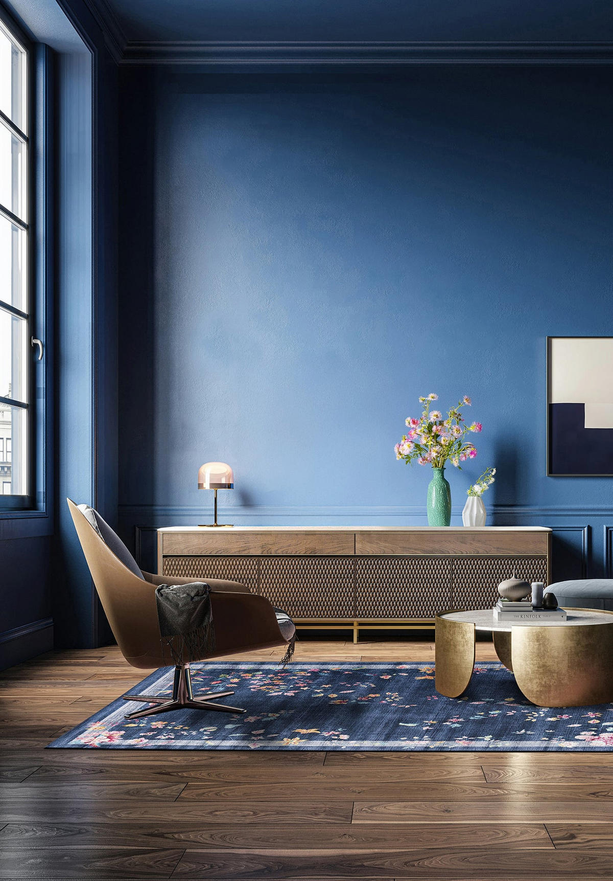 TEPPICH mit englischer Nahtverarbeitung blau - Blau, Textil (160/230cm) - AFK Living