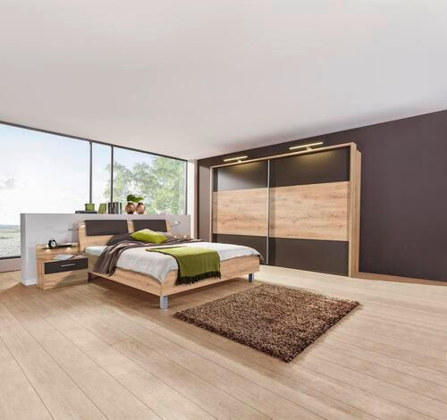 SCHLAFZIMMER Eichefarben, Dunkelbraun  - Eichefarben/Dunkelbraun, KONVENTIONELL, Holzwerkstoff (180/200cm) - Xora