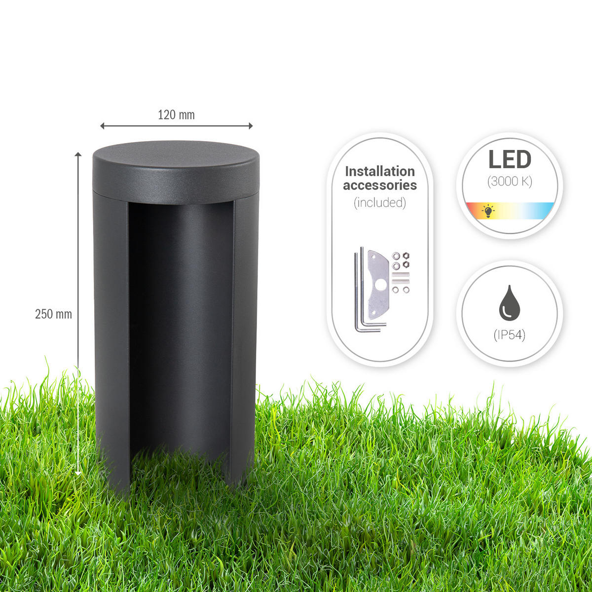 AUSSENLEUCHTE Cecilia 25 - Anthrazit, Metall (12/12/25cm) - Paco Home