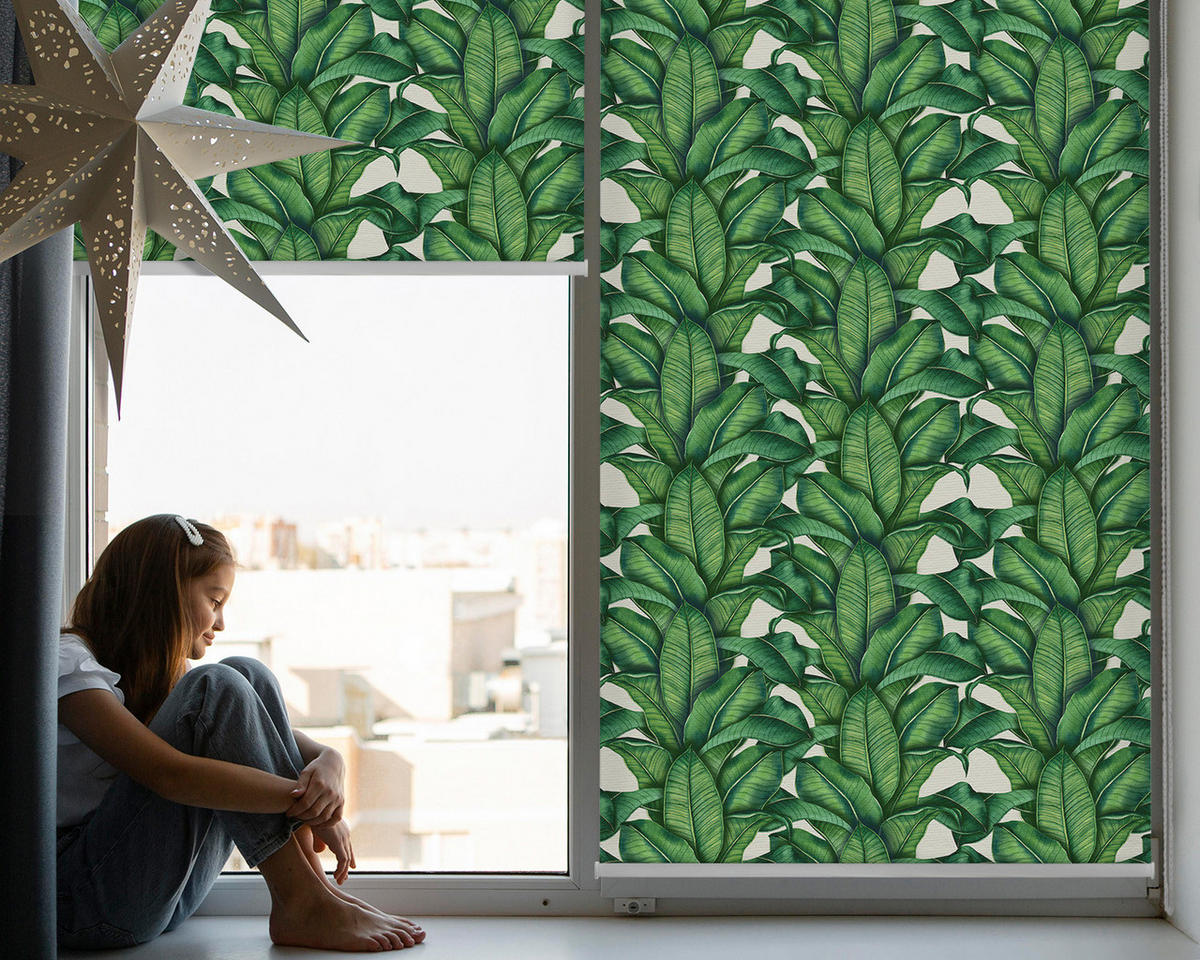VNÚTORNÁ roleta - okenná roleta - roleta - 100x140 cm - Zelené listy - zelená, plast (100/140/0.5cm) - TULUP