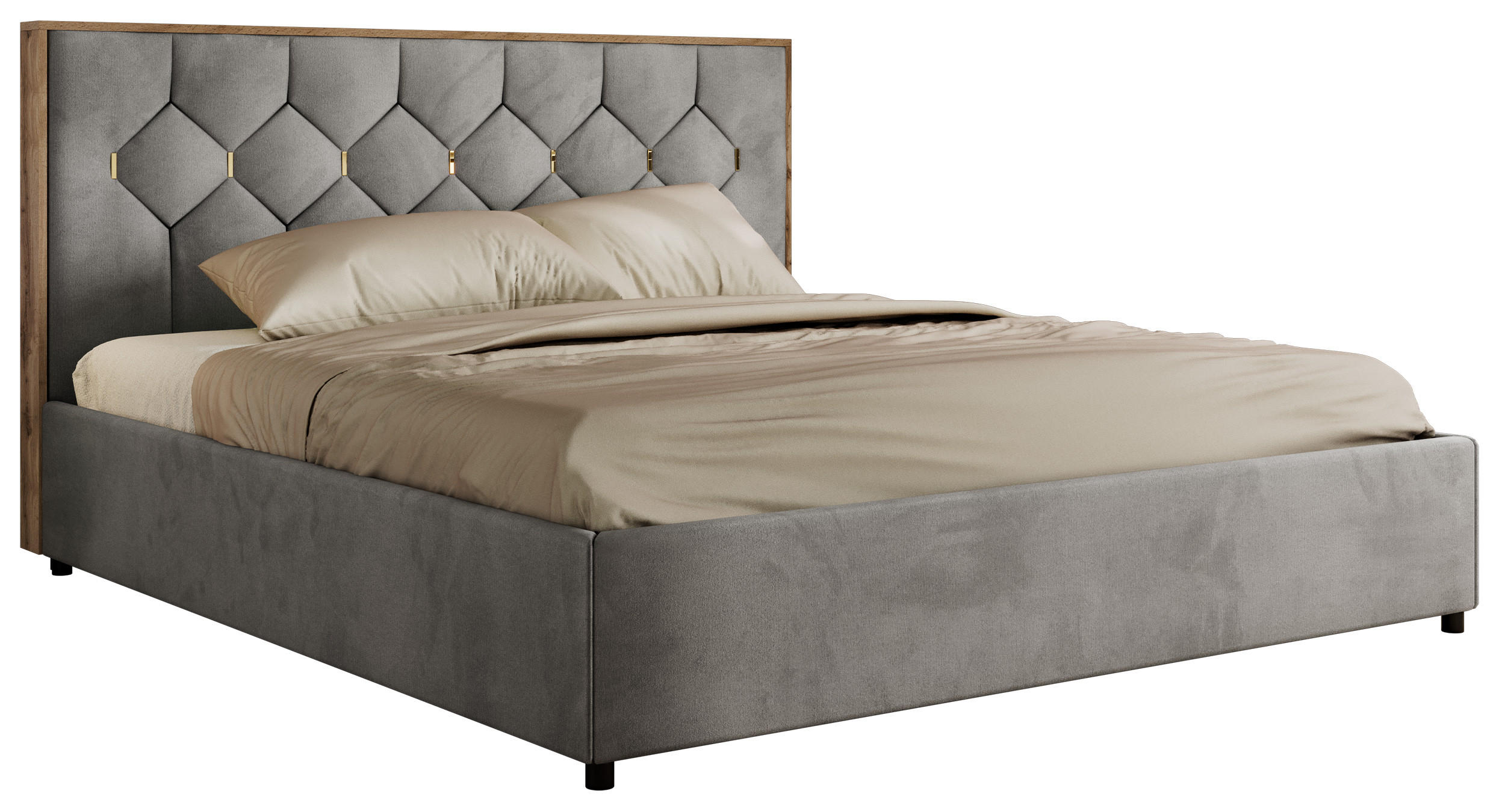 POLSTERBETT LARINO CLASSIC 180/200 - Hellgrau Velvet - ohne Matratze - Hellgrau, Textil (180/200cm) - MKS