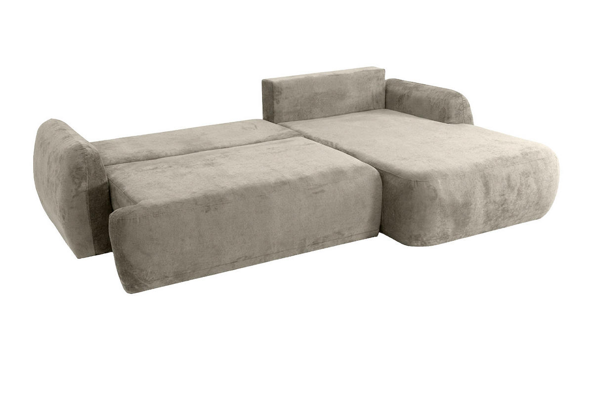 ECKSOFA Mit Schlaffunktion Und Bettkasten, Chenille-Stoff Perfecto, Beige, Rechts, HELA II - Beige, Holz (280/184cm) - Kaiser Möbel