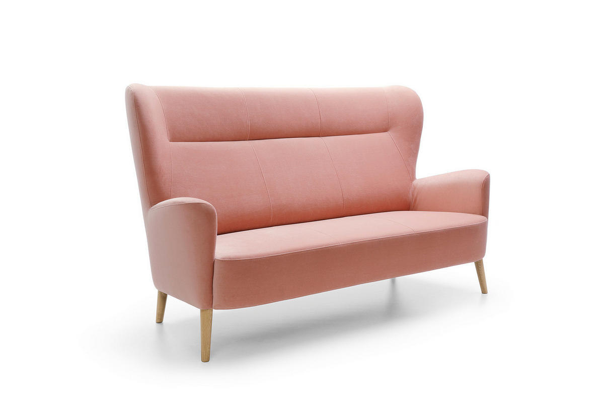 BETTSOFA RYZE Rosa Velours-Stoff - Rosa, Textil (93/110/189cm) - MASSENO