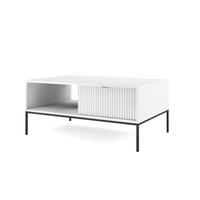 COUCHTISCH Nova Weiß, Schwarze Beine, mit Schublade - Schwarz/Weiß, Holzwerkstoff/Metall (68/104/46cm) - Bettso