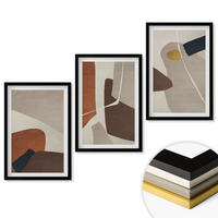 WANDBILDER 3er-Set - 40x60 cm Schwarzer Rahmen - Abstrakte Boho-Malerei - Schwarz, Kunststoff (40/60cm) - ArtPrintCave