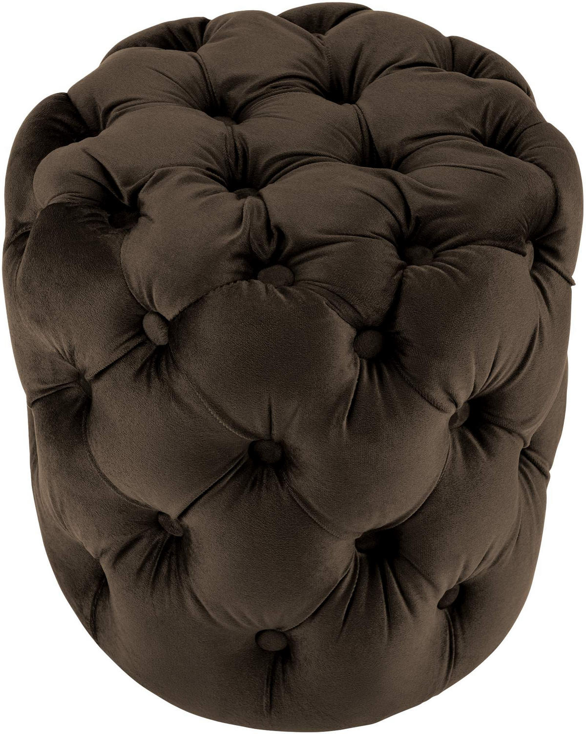 SITZHOCKER Bador Samt Dunkelbraun Hocker Schlafzimmer - Dunkelbraun, Textil (42/46/42cm) - DELUKE