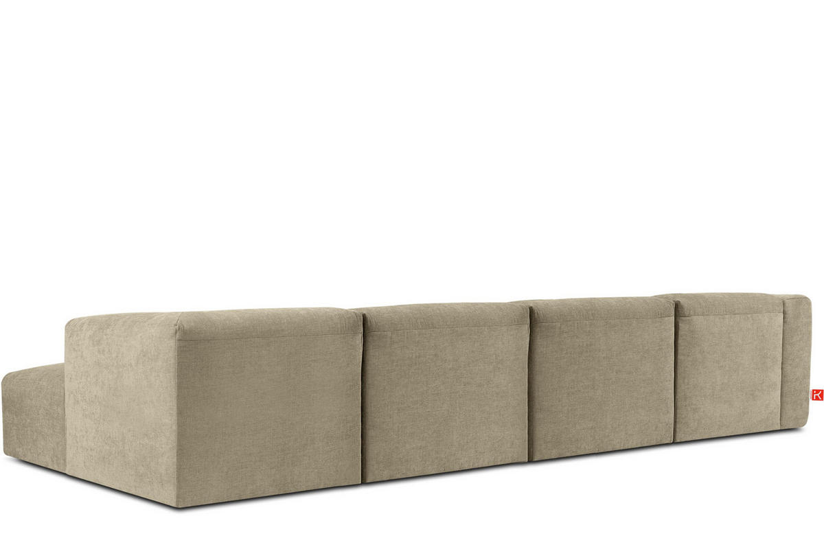 ECKMODULSOFA-RECHTS BUFFO 6-Sitzer mit extrem weicher Sitzfläche, Gewebestoff, sandfarben - Sandfarben, Textil (377/180cm) - KONSIMO®