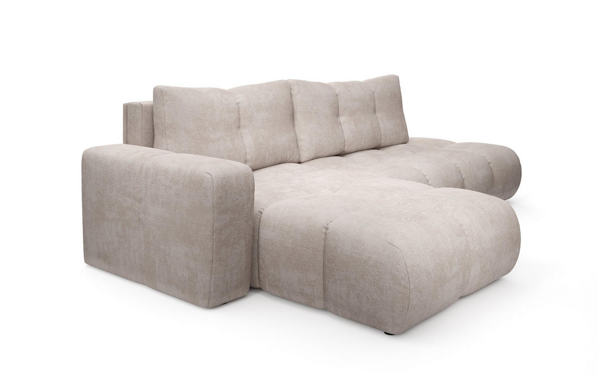 ECKSOFA DUCA L-S Beige Chenille mit Schlaffunktion - Beige, Holz (266.5/266.5cm) - MASSENO