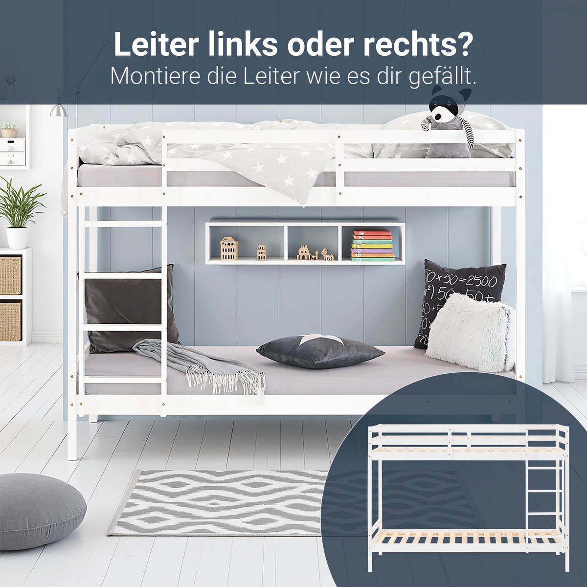 ETAGENBETT 90/200 cm Weiß - Weiß, Holz - Homestyle4u