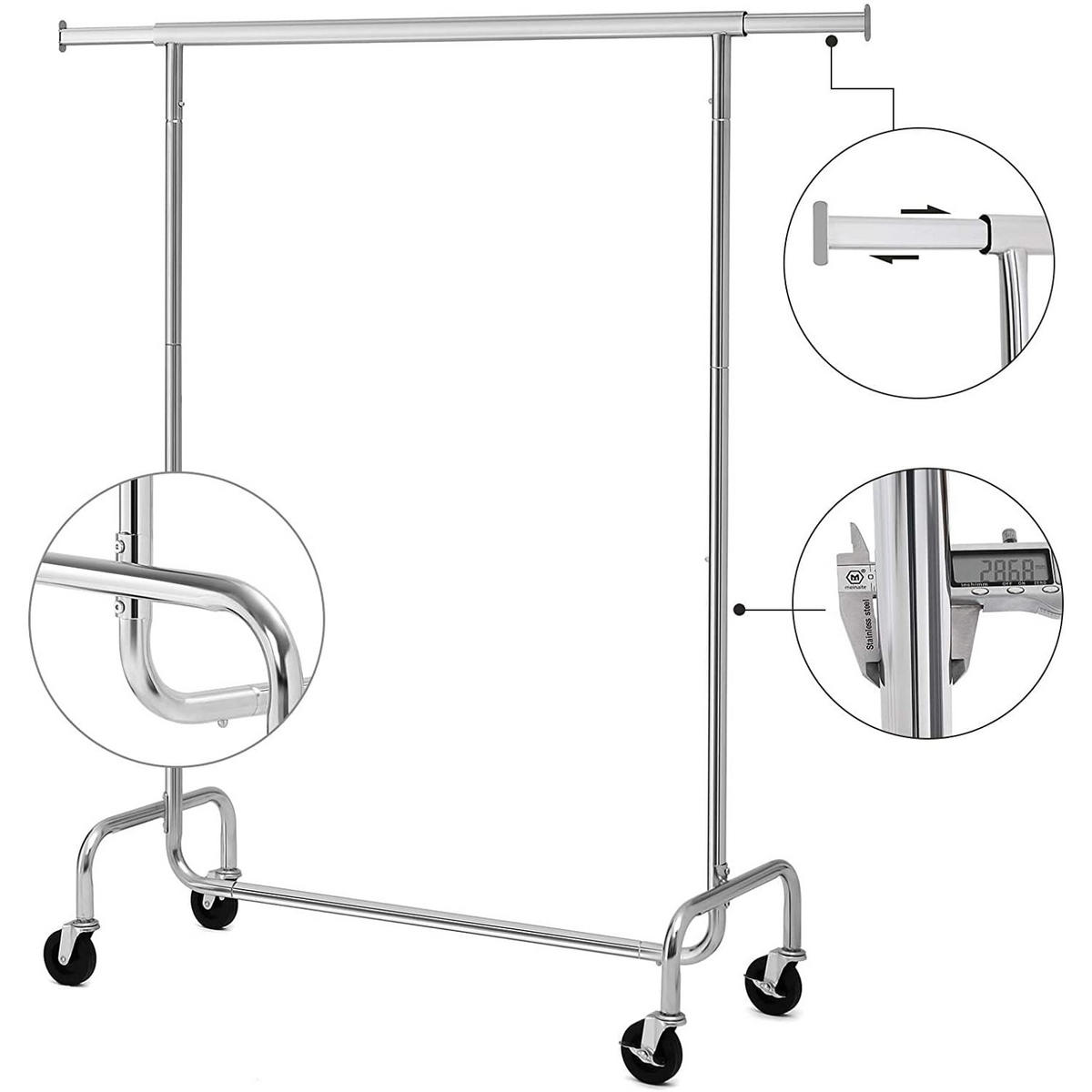 KLEIDERSTÄNDER auf Rollen – HSR11S - Alufarben, Metall (150/160/45cm)