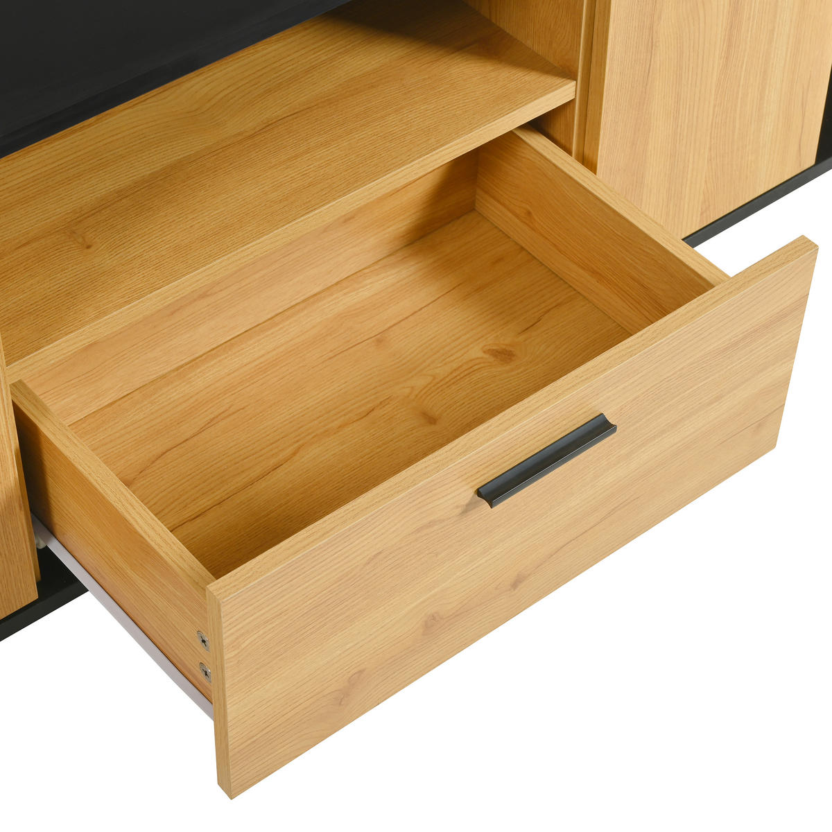 TV-ELEMENT180X37X45CM mit 16FarbenLED und Schublade SchwarzHolzoptik - Schwarz, Holz (48.01/26.01/60.1cm) - Raelunyi
