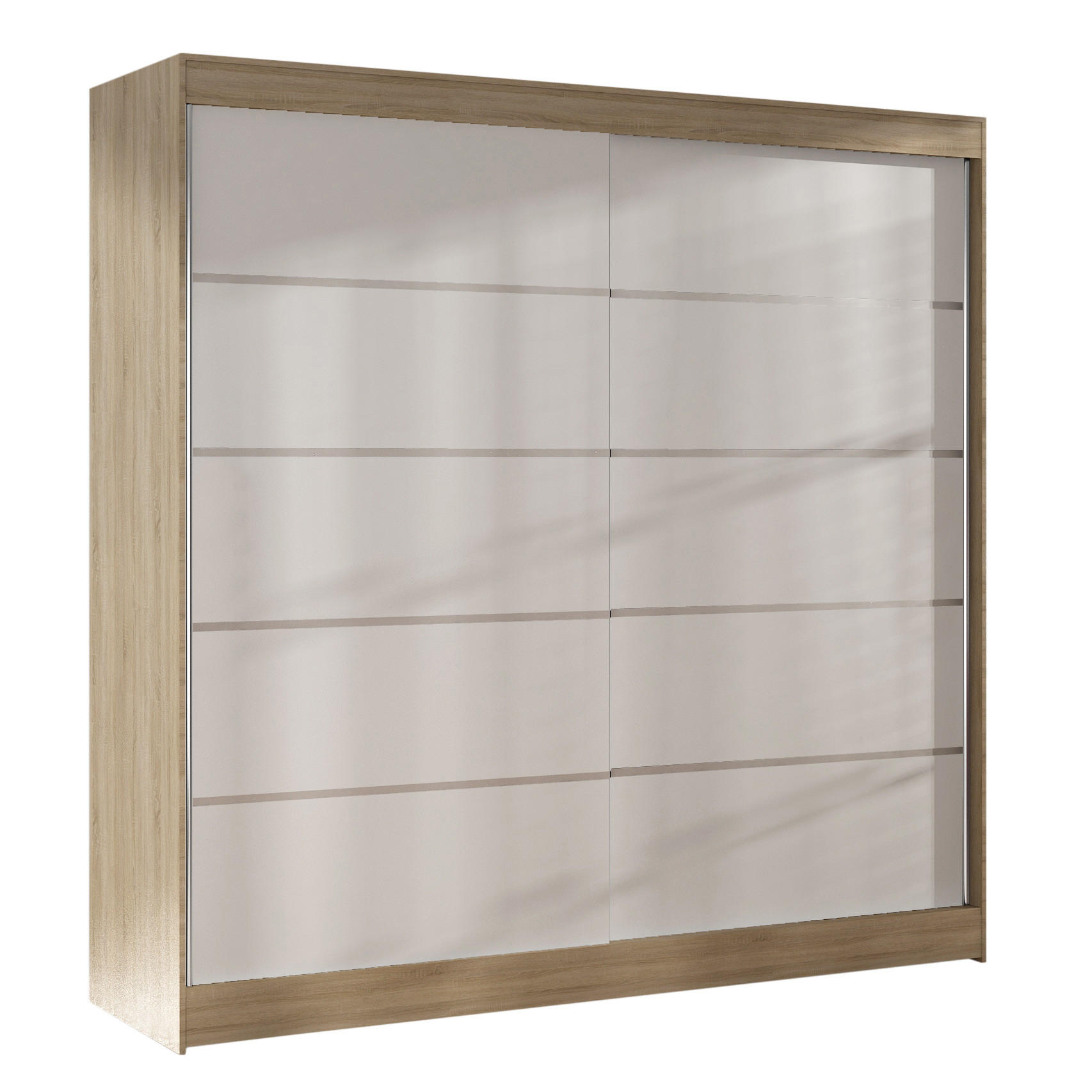 SCHWEBETÜRENSCHRANK Basti IV - 200 cm - Beige/Weiß, Holzwerkstoff/Metall (200/215/58cm) - Sofnet