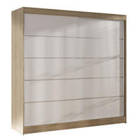 SCHWEBETÜRENSCHRANK Basti IV - 200 cm - Beige/Weiß, Holzwerkstoff/Metall (200/215/58cm) - Sofnet