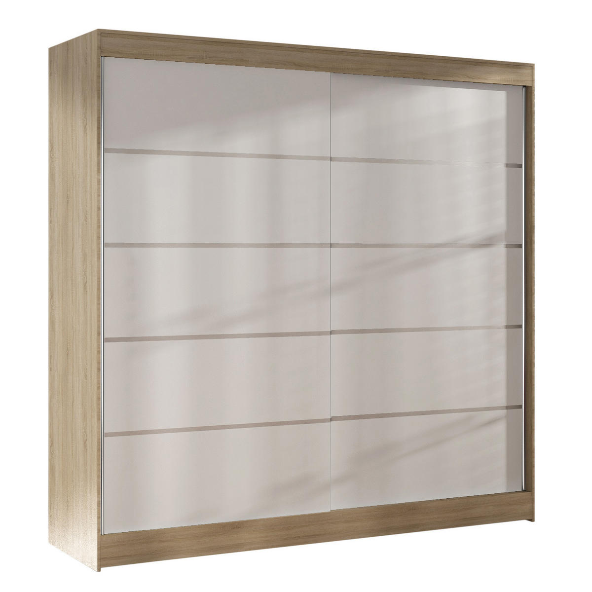 SCHWEBETÜRENSCHRANK Basti IV - 200 cm - Beige/Weiß, Holzwerkstoff/Metall (200/215/58cm) - Sofnet