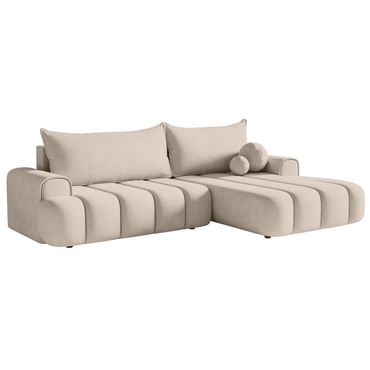 ECKSOFA Dandelino Graubeige mit Samtbezug, rechts - Taupe/Schwarz, Kunststoff/Textil (275/168cm) - Selsey