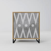 SIDEBOARD SHARP EDGES, Eichefarben, 57,5x42x67,5 cm, Schwarze Metall-Rahmenfüße - Eichefarben/Multicolor, Holzwerkstoff/Metall (57.5/67.5/42cm) - SpaceRebels