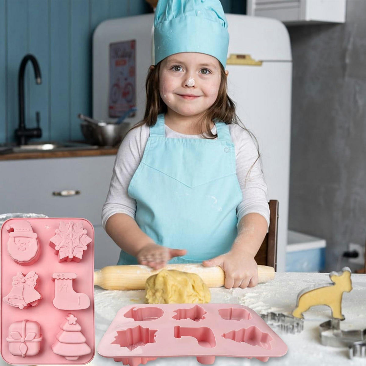 SILIKONFORM 2-teiliges Set Weihnachten - Rosa, Kunststoff