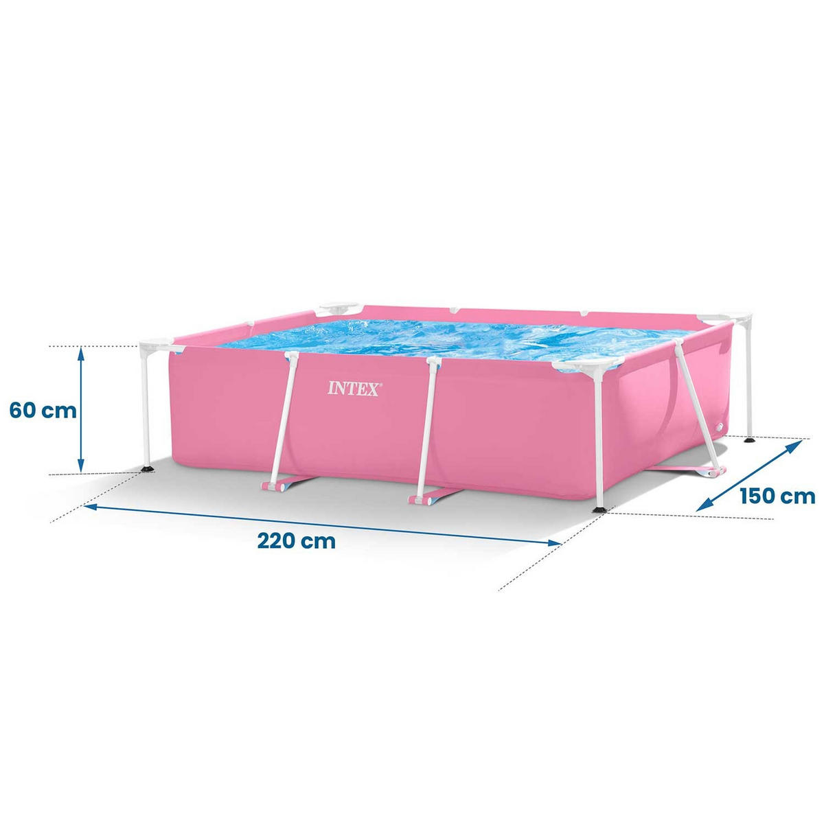 POOL SET 220 x 150 x 60 cm, 2in1 - 28266 - Rosa, Textil (220/60/150cm)