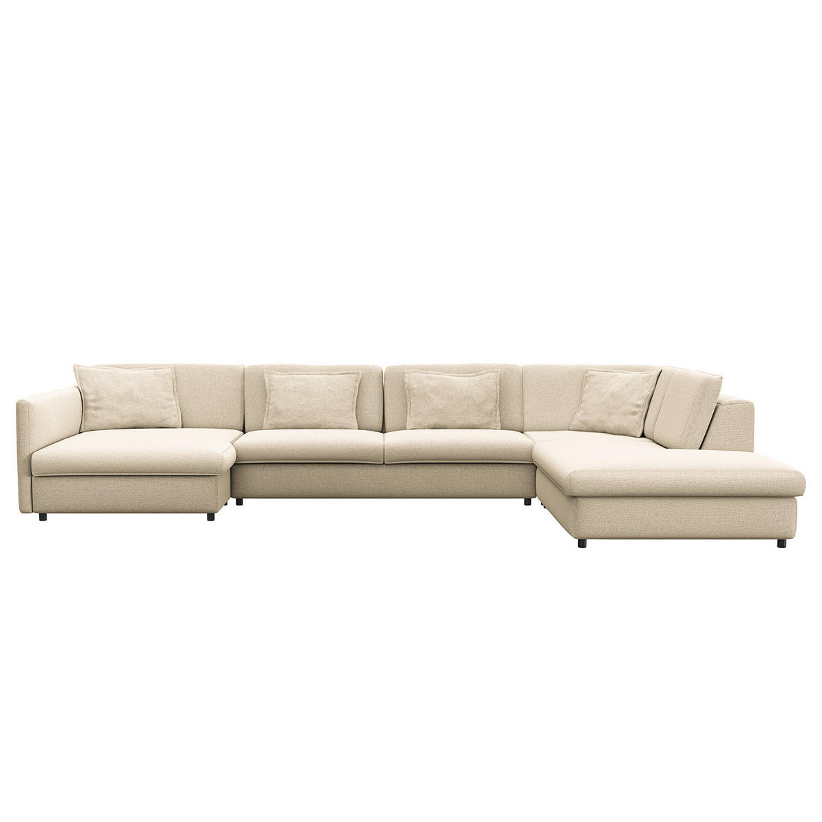 WOHNLANDSCHAFT - Creme/Schwarz, Kunststoff/Textil (431/84/272cm) - home24