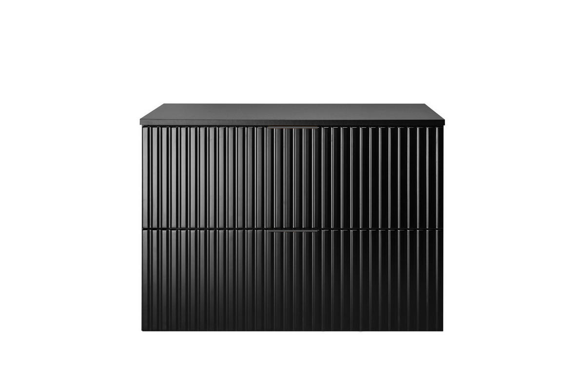 WASCHBECKUNTERSCHRANK, Schwarz, 80 x 57 x 46 cm, schwarzer Griff + Arbeitsplatte - Schwarz, Holzwerkstoff (80/57/46cm) - 3XE LIVING