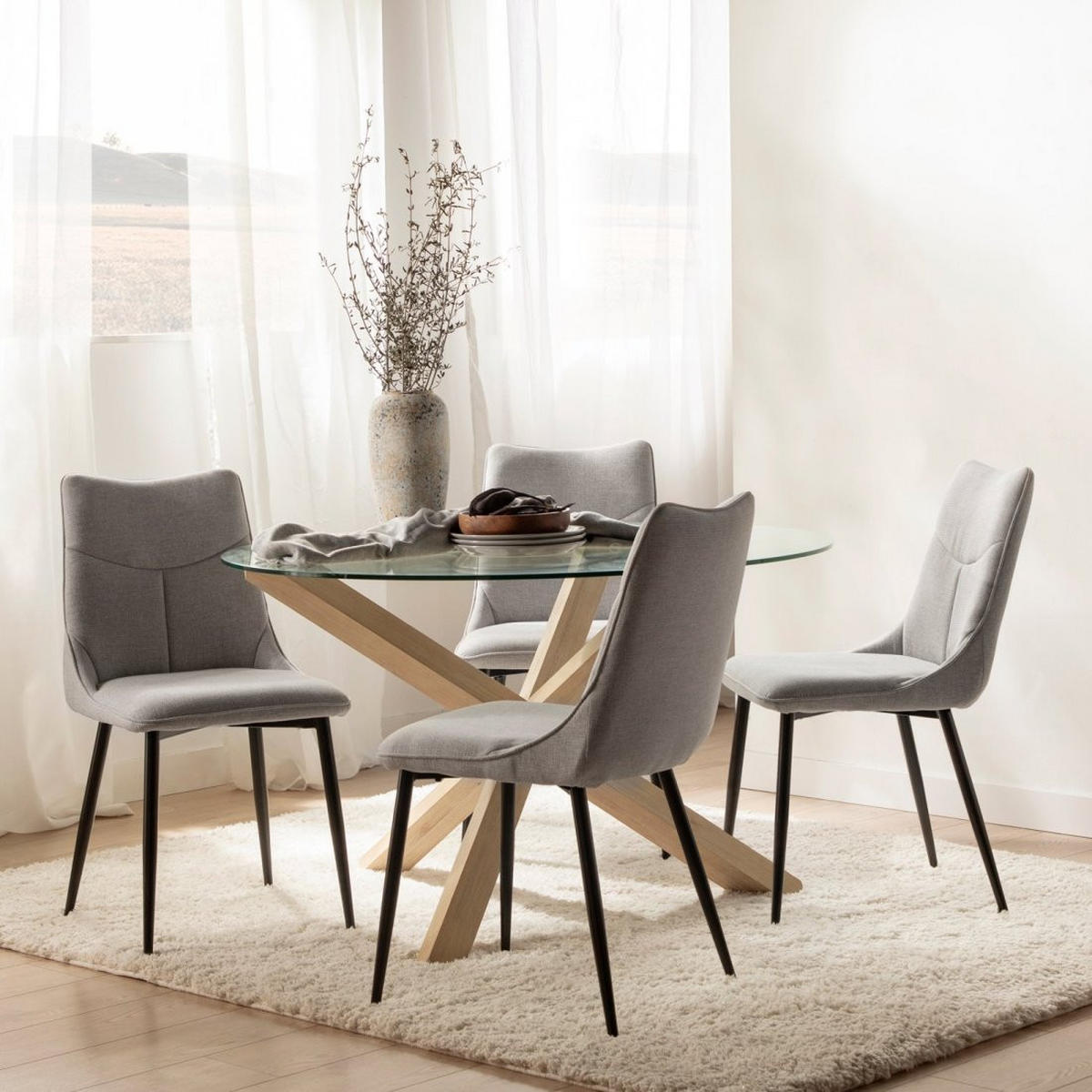 ESSZIMMERSTUHL Selma Grau 46 cm x 85 cm 2er-Set - Grau, Textil (46/85/62cm) - Klast Home