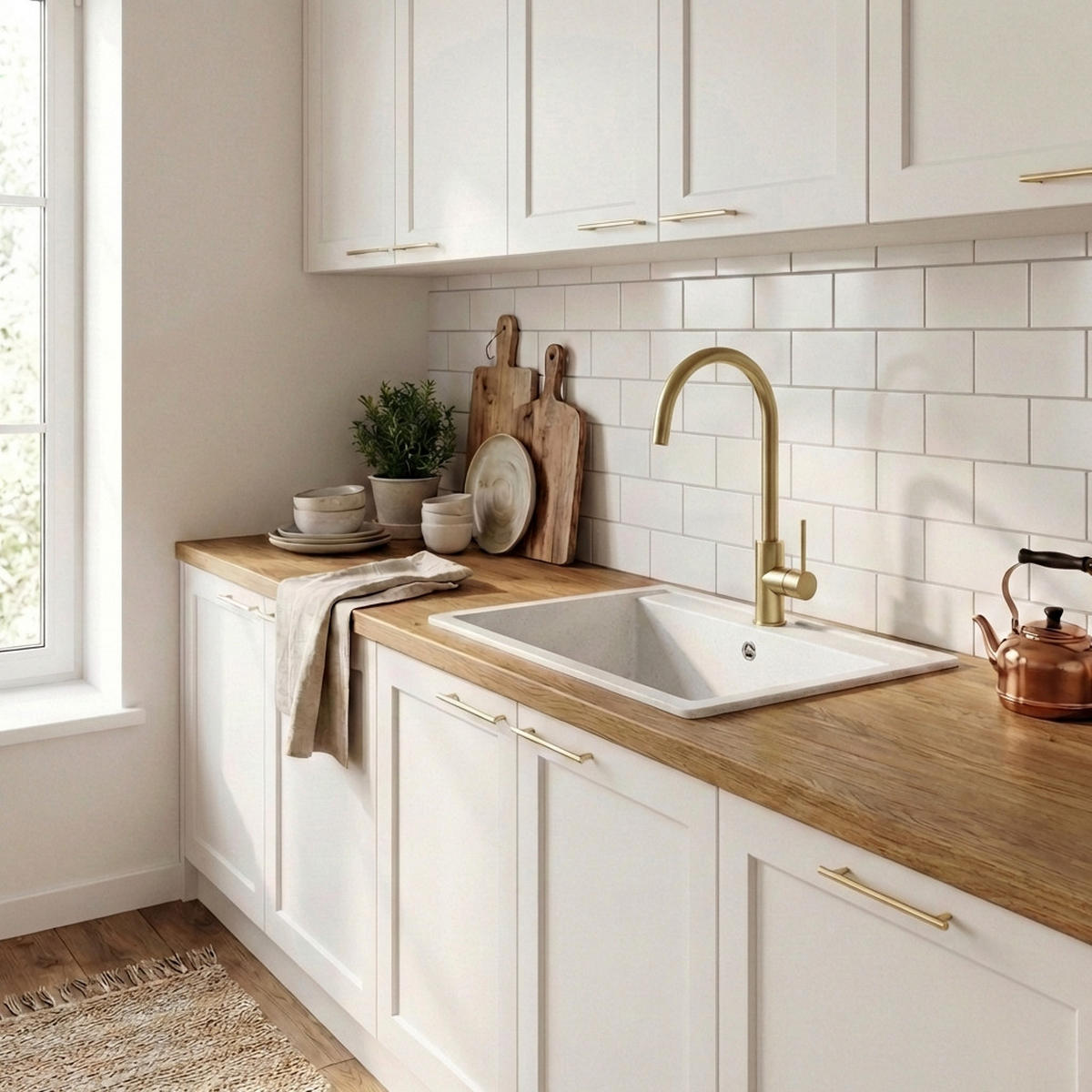 KÜCHENARMATUR Prestige SLIM Gebürstetes Gold - Goldfarben, Metall (23/42/23cm) - Granitan