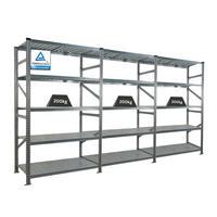 FACHBODENREGAL Proximo Stecksystem 200x360x60cm 5 Ebenen Fachlast 200 kg Beidseitig nutzbar Verzinkt - Silberfarben, Metall (360/200/60cm) - PROREGAL