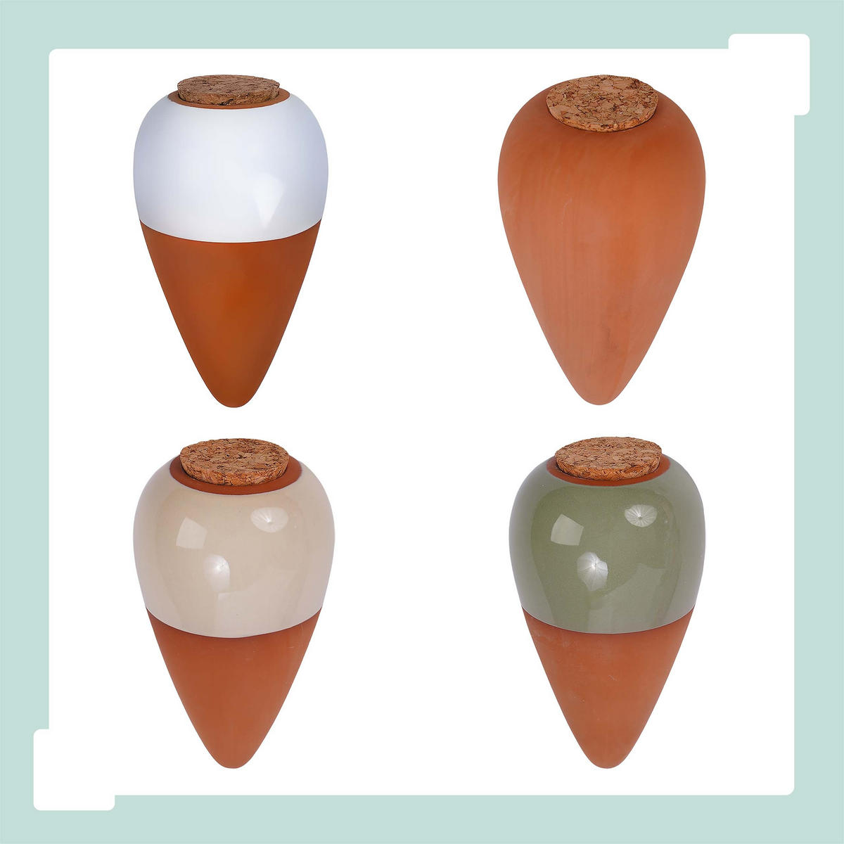 ZAVLAŽOVAČ Prírodná 4-dielny-set keramika korok 350 ml - svetlohnedá, prírodné materiály/keramika (8/16/8cm) - Relaxdays