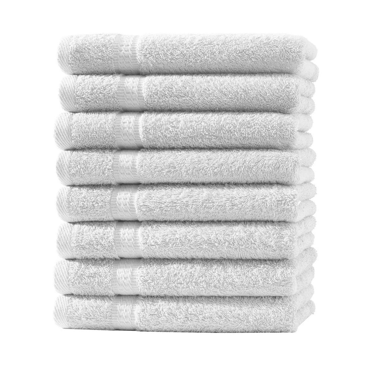 GÄSTEHANDTUCH 30x50 cm Frottier Gästetuch im 8er Set aus 100% Baumwolle, Weiß 500g/m2 - Weiß, Textil (35/50cm) - Carpe Sonno
