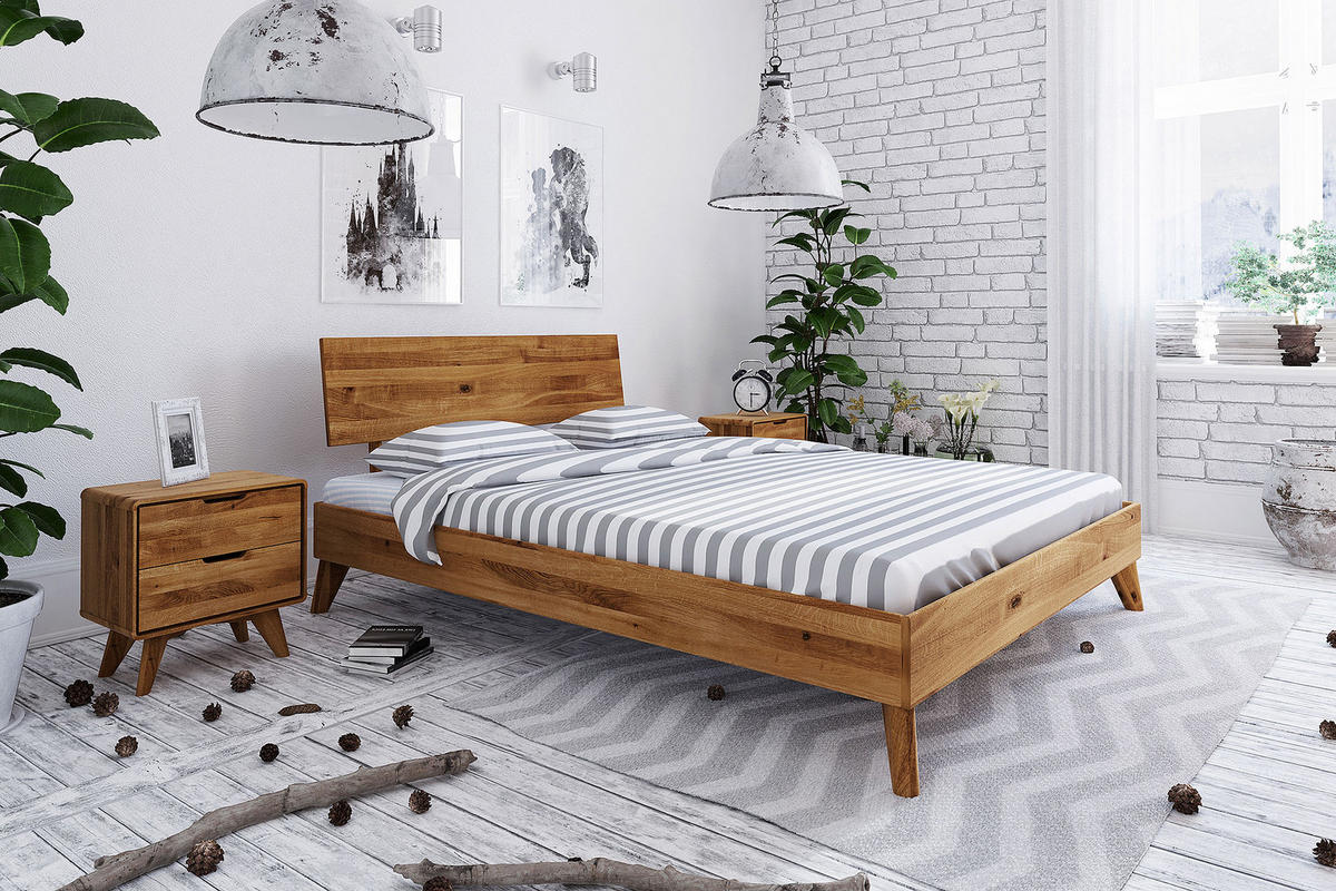 GREG 1 BETT Wildeiche - Wildeiche, Holz (180/190cm) - byoak