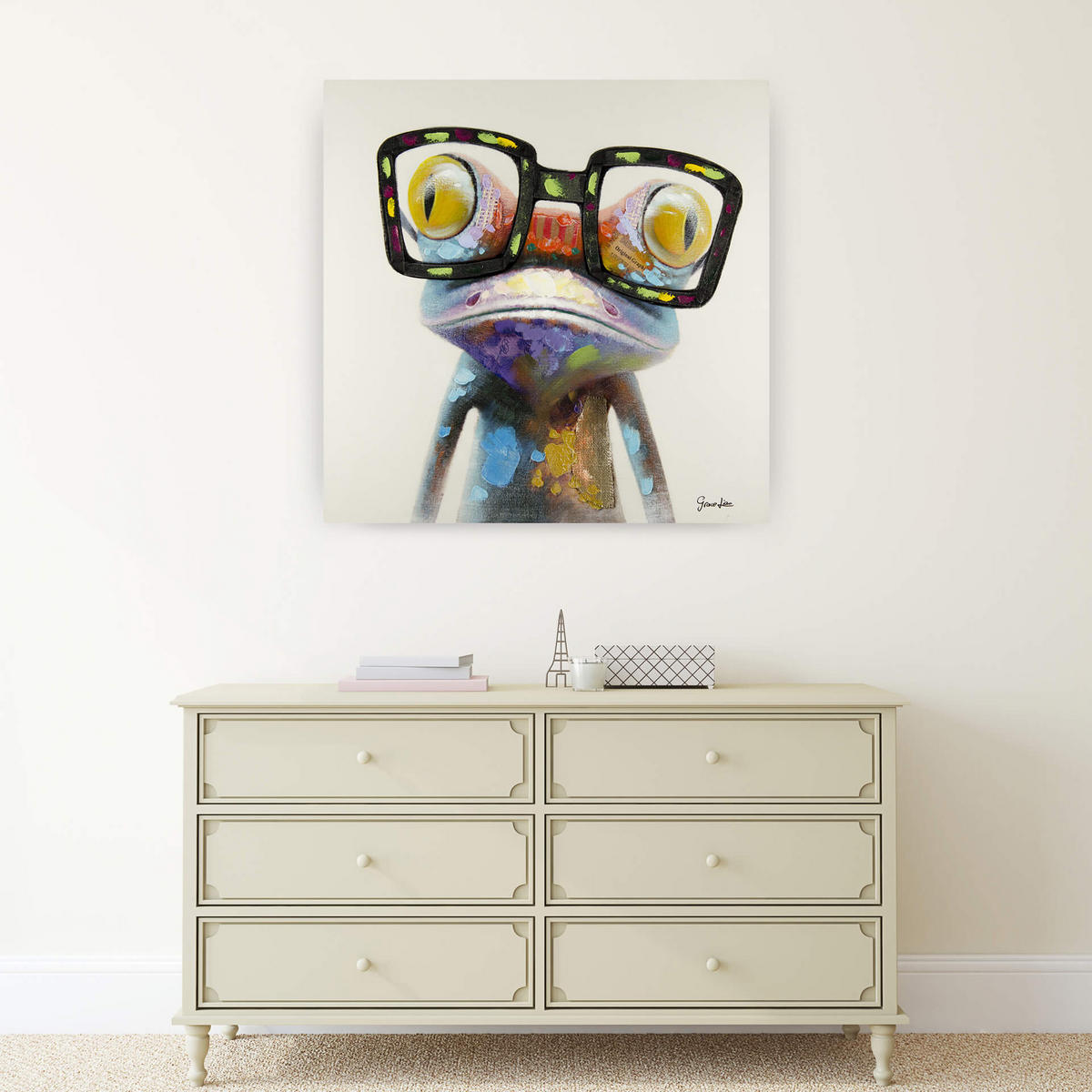 ÖLGEMÄLDE 80/80 cm - Blau/Gelb, Holz/Textil (80/80cm) - KUNSTLOFT