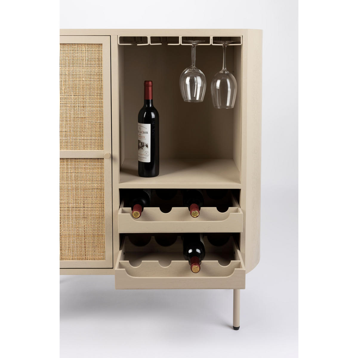 WEINSCHRANK Amaya Rattan - Beige, Holzwerkstoff (90/100/38cm) - Housecraft Living