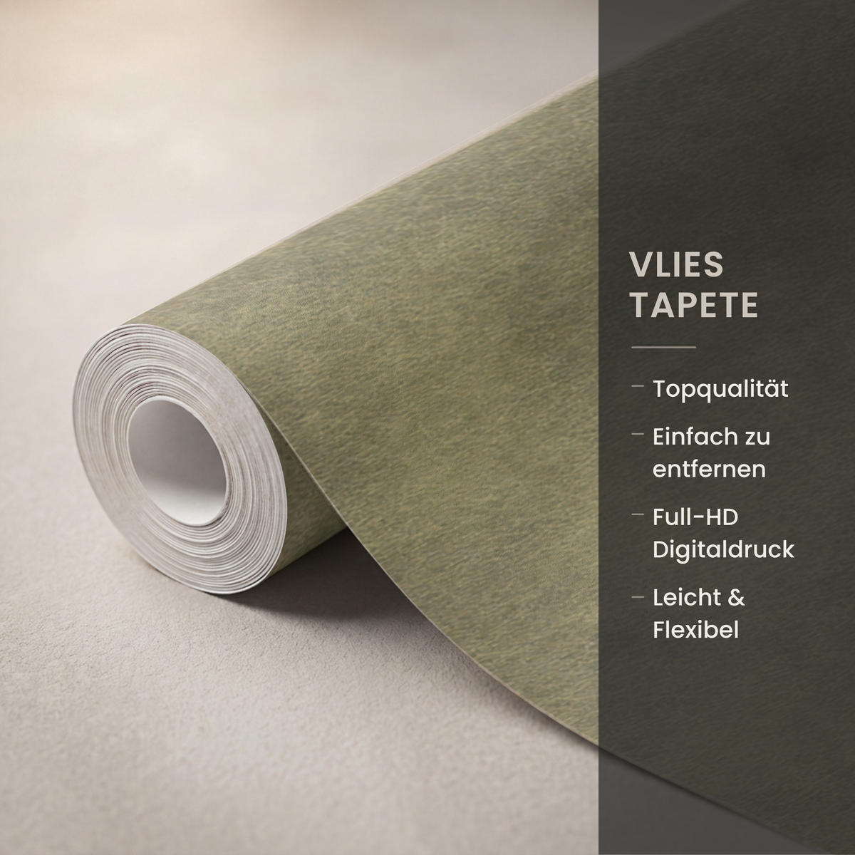 TAPETE - Textur - Abstrakt - Grün - 400x280 cm - Olivgrün, Papier (400/280cm) - OnlyWow