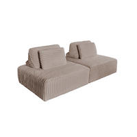 MODULSOFA WIOLO SOFT 2 MODULE 2 KISSEN Taupe Cord - Taupe/Schwarz, Kunststoff/Textil (222/84/111cm) - KAWOLA