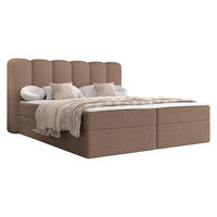 BOXBETT Softi 1 Boucle - H3 - Schwarz/Braun, Holz/Holzwerkstoff (160/200cm) - MIRJAN24