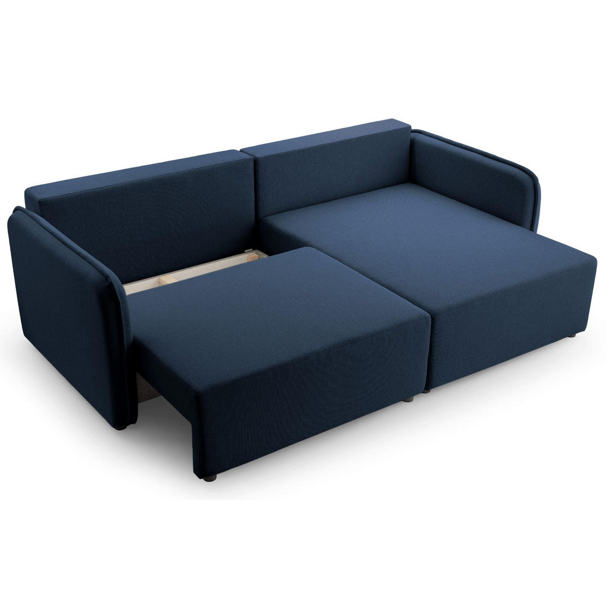 ECKSOFA Kassian, Marineblau Strukturstoff, rechtsseitig - Schwarz/Dunkelblau, Kunststoff/Textil (147/227cm) - Selsey