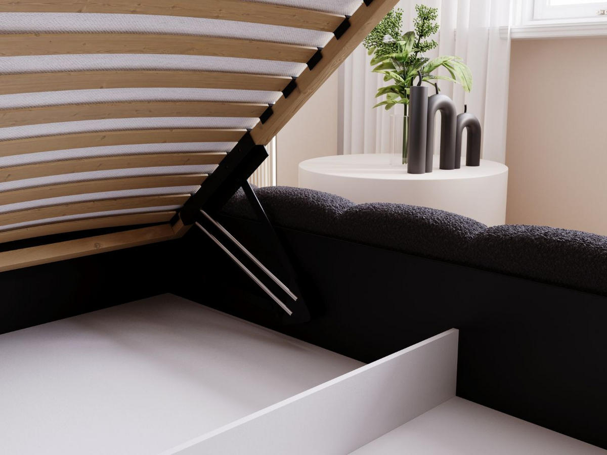 POLSTERBETT Cloud Low 180x200 Bouclé-Stoff Schwarz - Schwarz, Textil (180/200cm) - Graingold